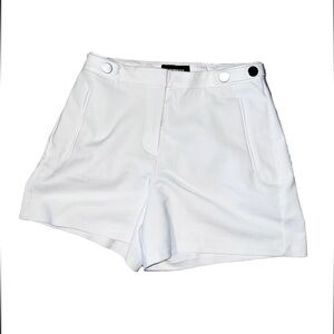 NWOT Size 0 White Silver Button Express Dressy High Waisted Relaxed Fit Shorts